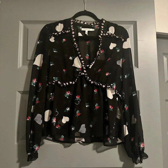 avec les filles floral heart blouse size medium - Picture 3 of 6